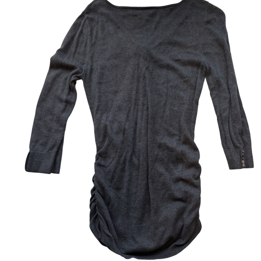 Motherhood Maternity Gray Twist Front Ruched Side 3/4 Sleeve Knit Sweater Small - Picture 5 of 5